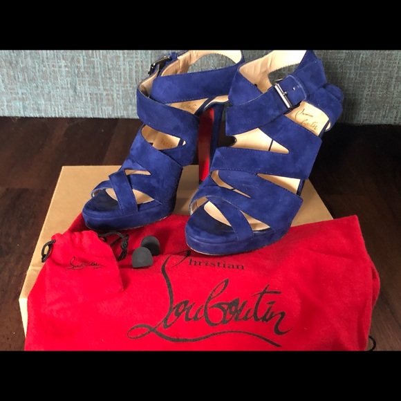 Christian Louboutin size 37 royal blue suede heels - Picture 5 of 8